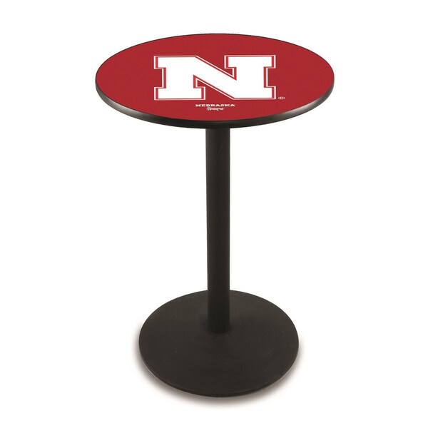 42" Blk Wrinkle Nebraska Pub Table